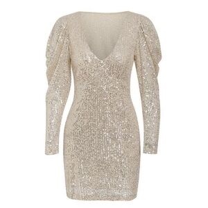 Sequins Vneck Party Bodycon Dress